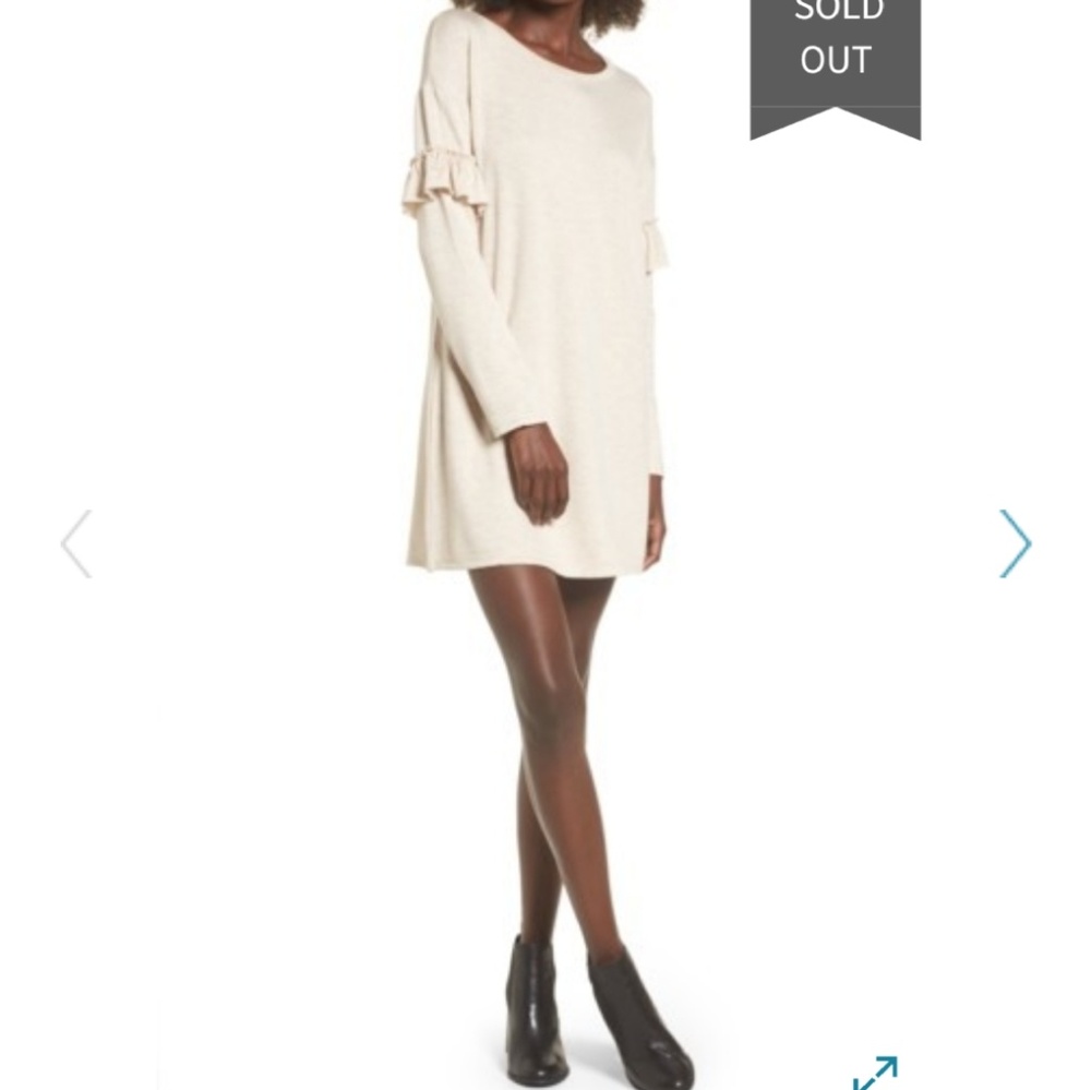 Socialite ruffle sleeve sweater dress-SO SOFT!